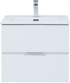 Aquanet Тумба с раковиной Алвита New 60 2 ящика подвесная белая матовая – фотография-2